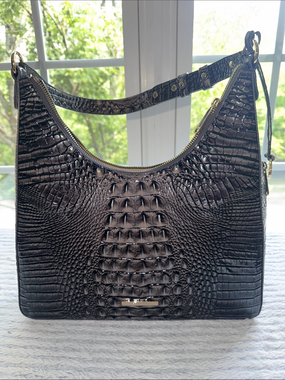 Brahmin Tabitha Nocturnal Melbourne Croc-Embossed Shoulder Bag